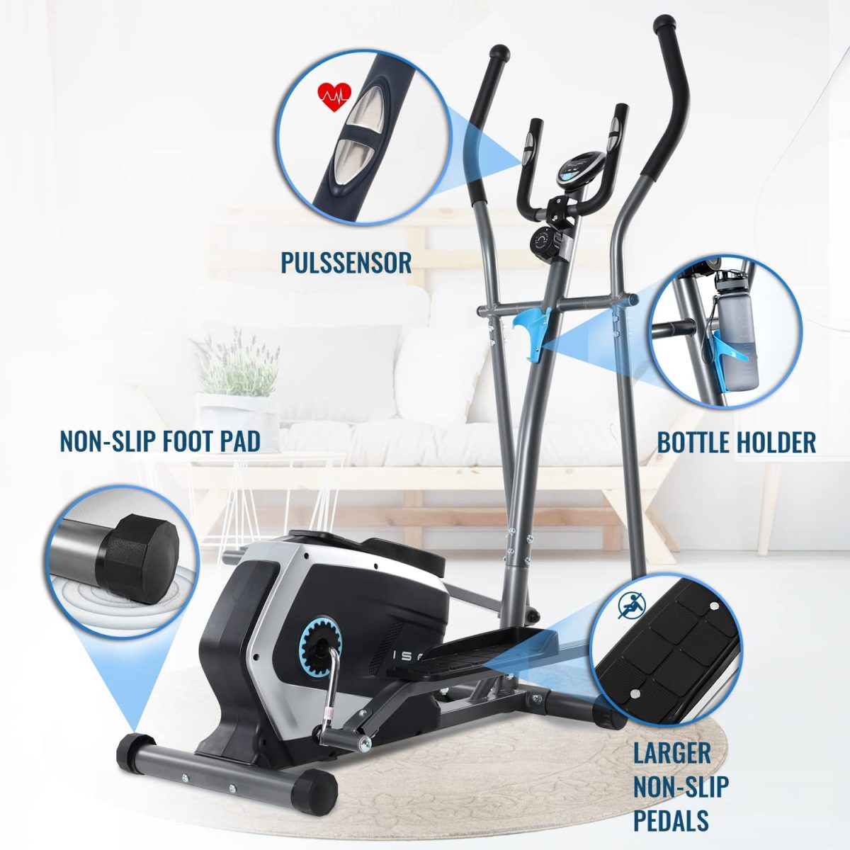 Elliptique Sunny Health & Fitness SF-E902 – Cardio Bas Impact, Pliable, écran LCD